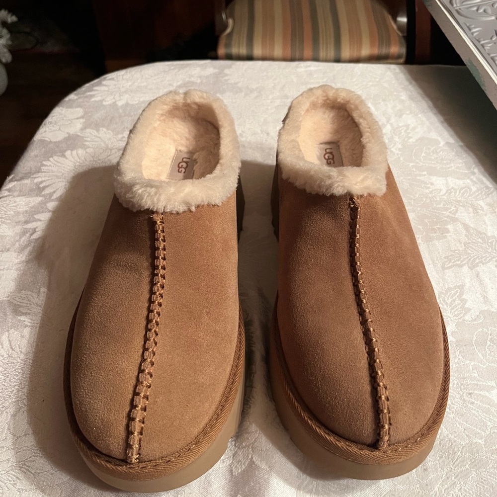 UGG Chestnut Suede Shearling Slippers